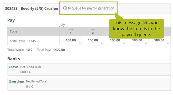 See the status of your payroll queue