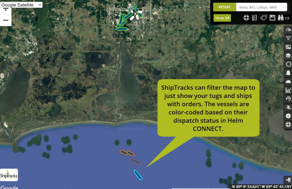 Screenshot of ShipTracks Helm Arrivals package