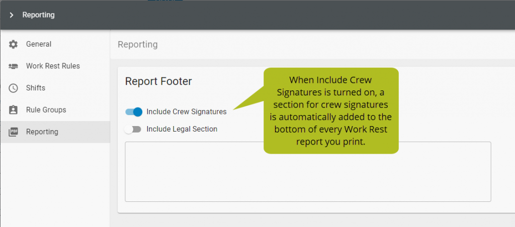 Turning on Crew Signatures in Helm CONNECT Work Rest